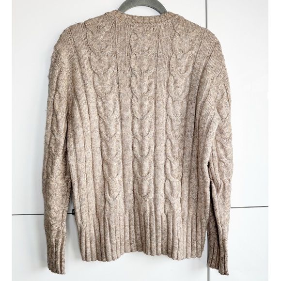 Banana Republic Cable Knit Sweater Tan Heathered Color Size Medium Warm Cozy - Picture 4 of 7
